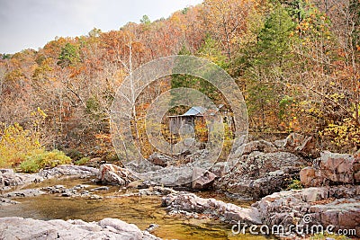 Old settlers cabin in the forest Stock Photo