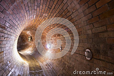 Old sewers in Polish city Åodz. Brick construction Stock Photo