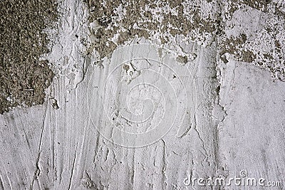 Old shabby light and dark wall with cracks Stock Photo