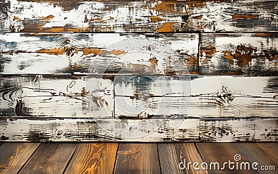 Old shabby white brown wooden background Stock Photo