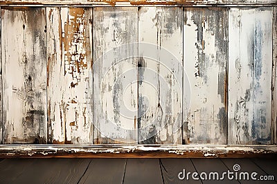 Old shabby white brown wooden background Stock Photo