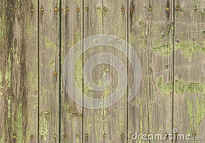 Old shabby wood wall with ruty nails Stock Photo