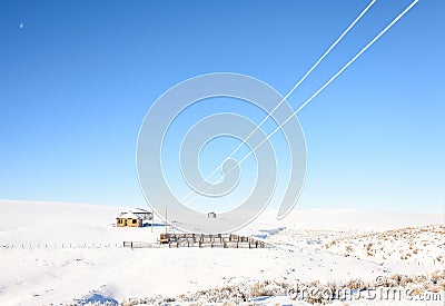 Old Sheep Ranch Winter Landscape Stock Photo