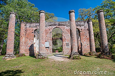 Old Sheldon Church Ruins, South Carolina Stock Photo