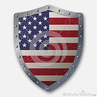 Old Shield with Flag Vector Illustration
