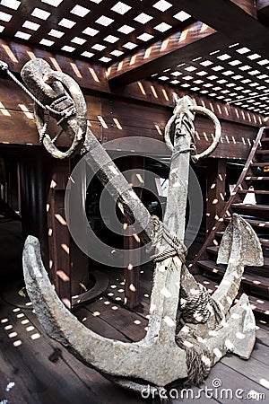 Old ship anchors on the ship. Stock Photo