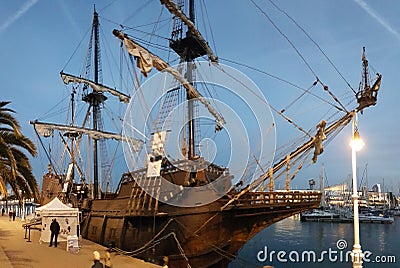 Old ship in Barcelona Editorial Stock Photo