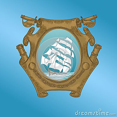 Old ship on heraldry Stock Photo