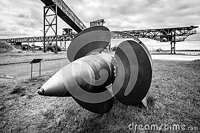 Old ship screw. Territory of the Army Research Center. Editorial Stock Photo