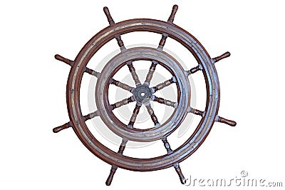 Old ship steering wheel Stock Photo