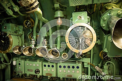Old Ship Throttle Speed Control and Communication System Stock Photo