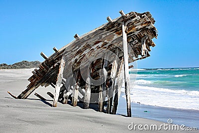 An Old Ship Wreck #2: Masirah Island, Oman Stock Photo