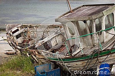 Old shipwreck on the beach somewhere in ireland Stock Photo