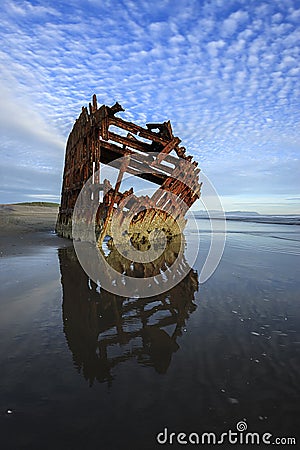 Old shipwreck near Astoria, Oregon. Stock Photo