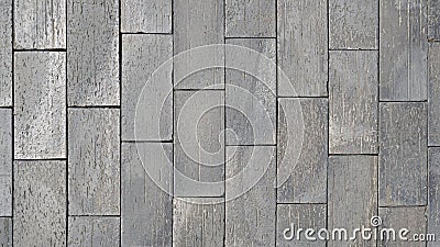 The old sidewalk, Square pattern of brick floor, Surface of paving block, Texture background, Top view. Stock Photo