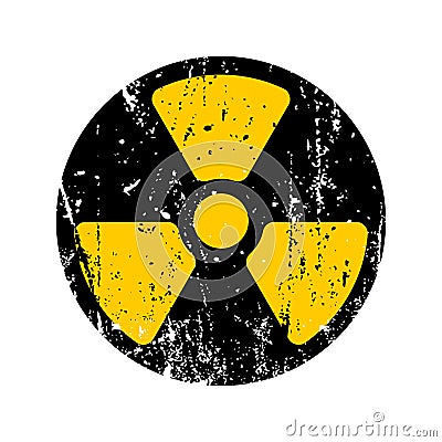 Old sign radioactive danger. Shabby retro toxic danger symbol gr Vector Illustration