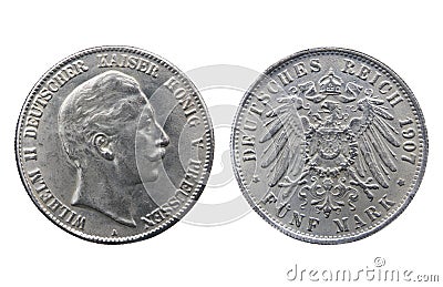 Old silver coin of German Reich Stock Photo