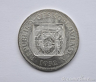 Old silver coins , Czechoslovakia Stock Photo