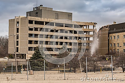 Old Silver Cross Hospital demolished on Route 6 in Joliet, Illinois Editorial Stock Photo