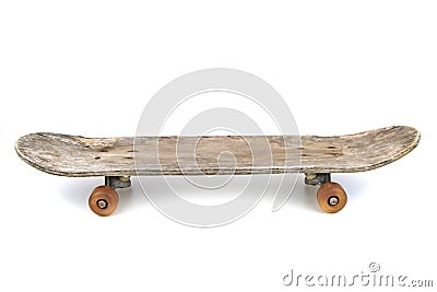 Old skateboard isolated on white background Stock Photo