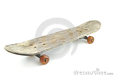 Old skateboard isolated on white background Stock Photo