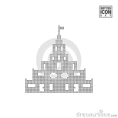 Old Skyscraper Dot Pattern Icon. Classic Skyscraper Dotted Icon Isolated on White Background. Vector Vintage Skyscraper Vector Illustration