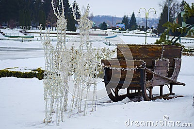 Old sledge for Santa Claus Stock Photo