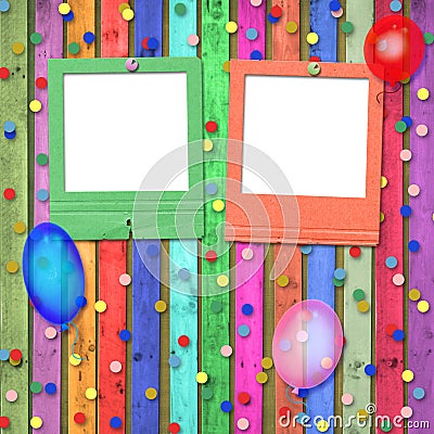 Old slides with balloons and confetti Stock Photo