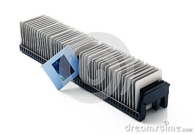 Old slides in white background Stock Photo