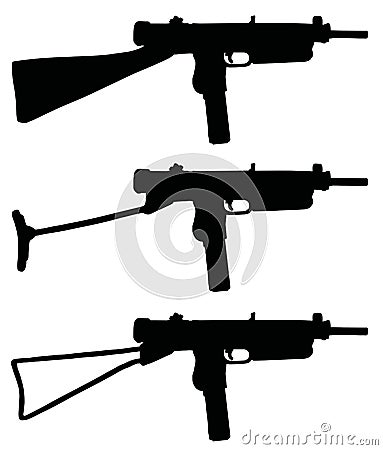 Old small automatic guns Vector Illustration