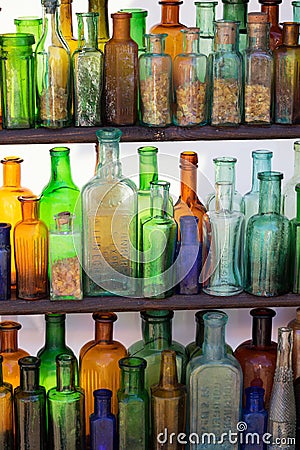 Old small bottles Stock Photo