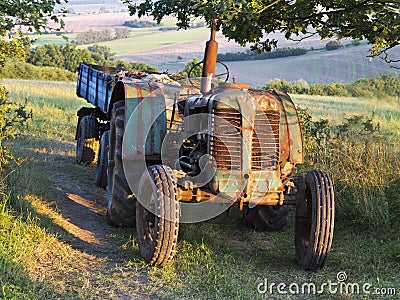 Old small tractor Stock Photo
