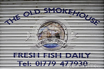 The Old Smokehouse sign, Peterhead, Scotland Editorial Stock Photo