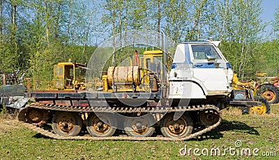 An old snow-cat on display at fort nelson, bc Editorial Stock Photo