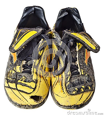 Old soccer boots Stock Photo