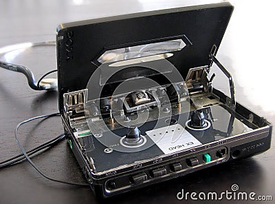 Old Sony Walkman cassette player with open lid Editorial Stock Photo