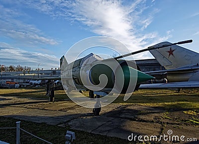 The old Soviet fighter plane in the Museum Editorial Stock Photo