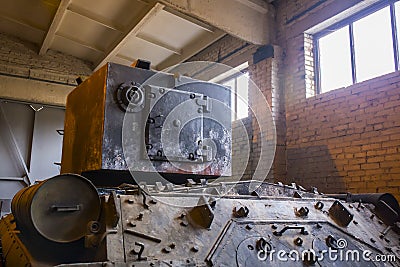 Old soviet heavy tank KV2 Stock Photo