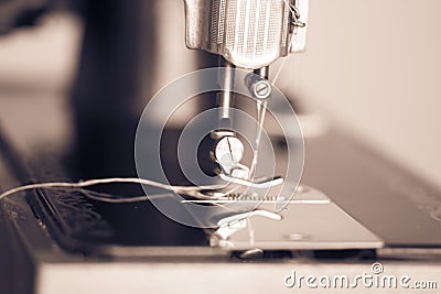 Old Soviet household sewing machine-light textile industry Stock Photo