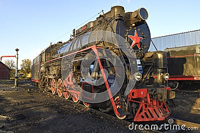 Old Soviet mainline freight steam locomotive `L` series Editorial Stock Photo