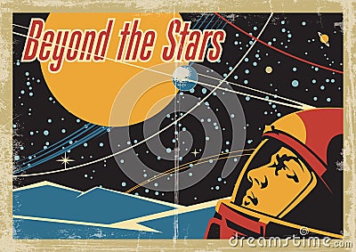 Beyond the Stars Soviet Space Propaganda Vector Illustration