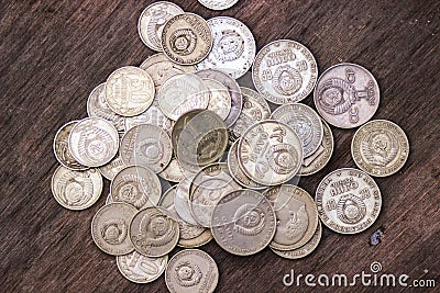 Old Soviet Russian copper coins Stock Photo