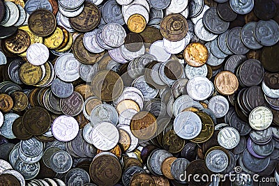 Old Soviet Russian copper coins Stock Photo