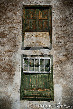 Old Spanish weathered windows Stock Photo