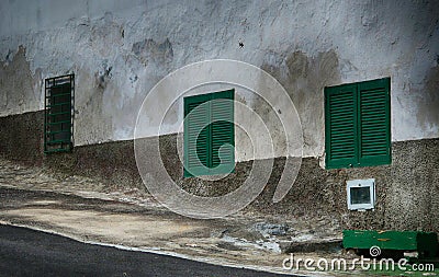 Old Spanish weathered windows at Vilaflora, Tenerife Stock Photo