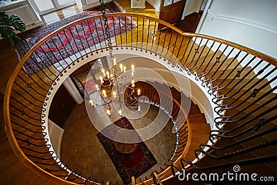 Old spiral staircase in classic russian manor style Editorial Stock Photo