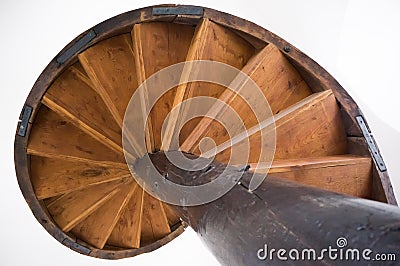 Old spiral wood stairs Stock Photo