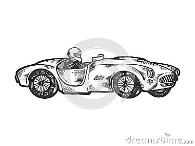 Old sport race car engraving vector illustration Vector Illustration