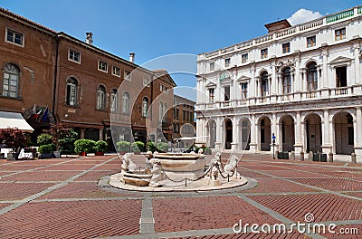 Old square of Bergamo, Lombardy, Italy Stock Photo