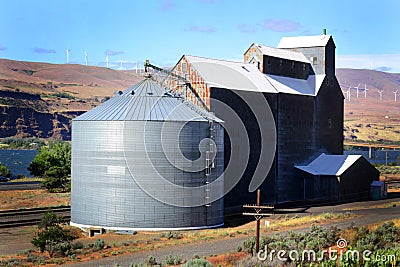 Old Square Grain Elevator Stock Photo